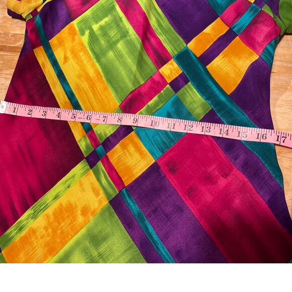 Vintage 80s 90s Abstract Bias Cut Mini Skater Dress Size S Cosplay Retro Unique - Picture 10 of 10